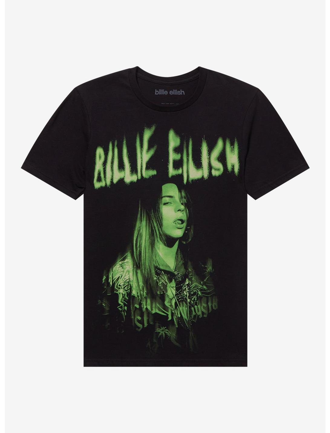 Billie Eilish Green Jumbo Portrait Boyfriend Fit Girls T-Shirt, BLACK, hi-res