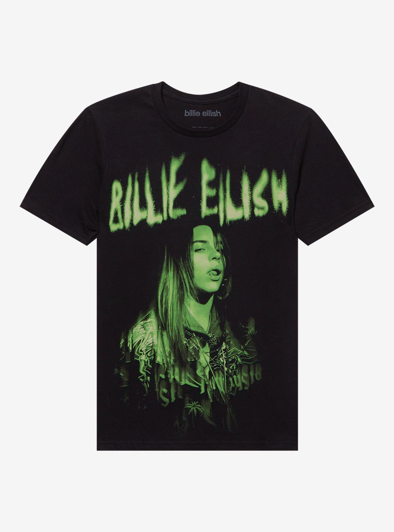 Billie Eilish Green Jumbo Portrait Boyfriend Fit Girls T-Shirt, , hi-res