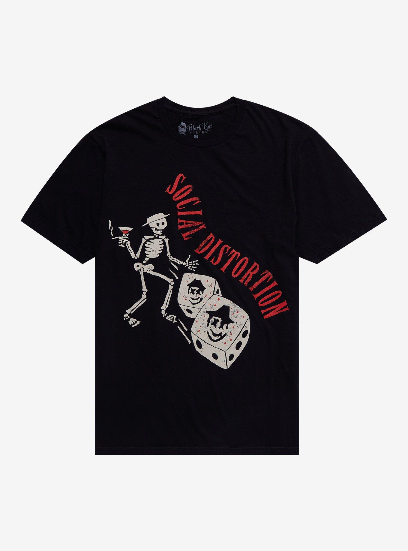 Social Distortion Skelly Rolled Dice T-Shirt, BLACK, hi-res
