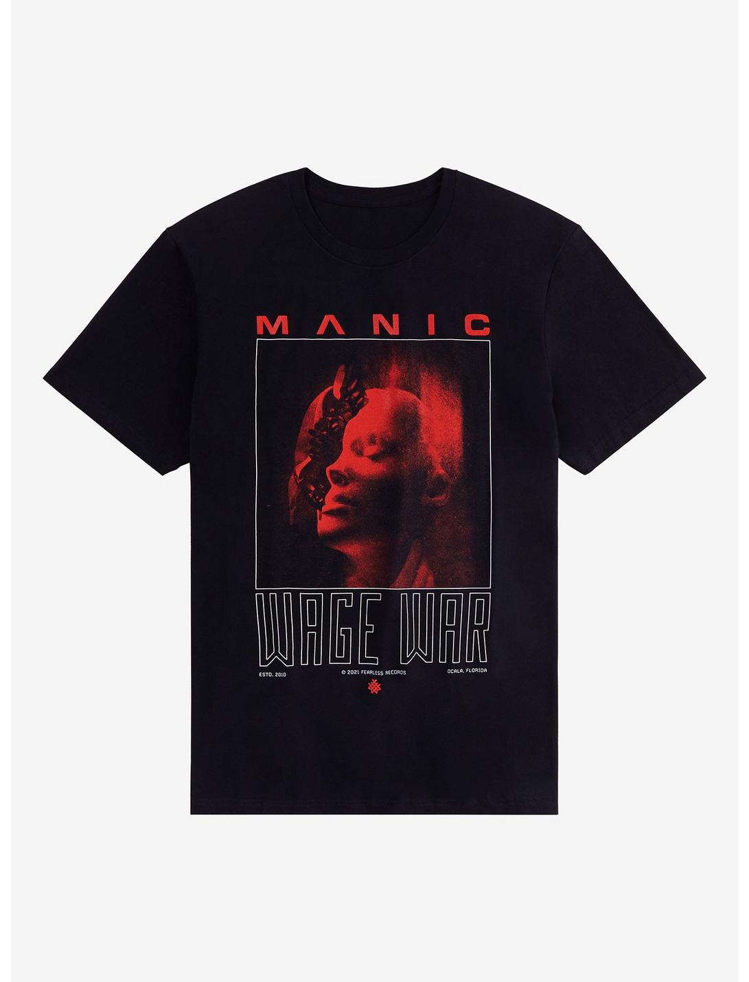 Wage War Manic Album Cover T-Shirt, BLACK, hi-res