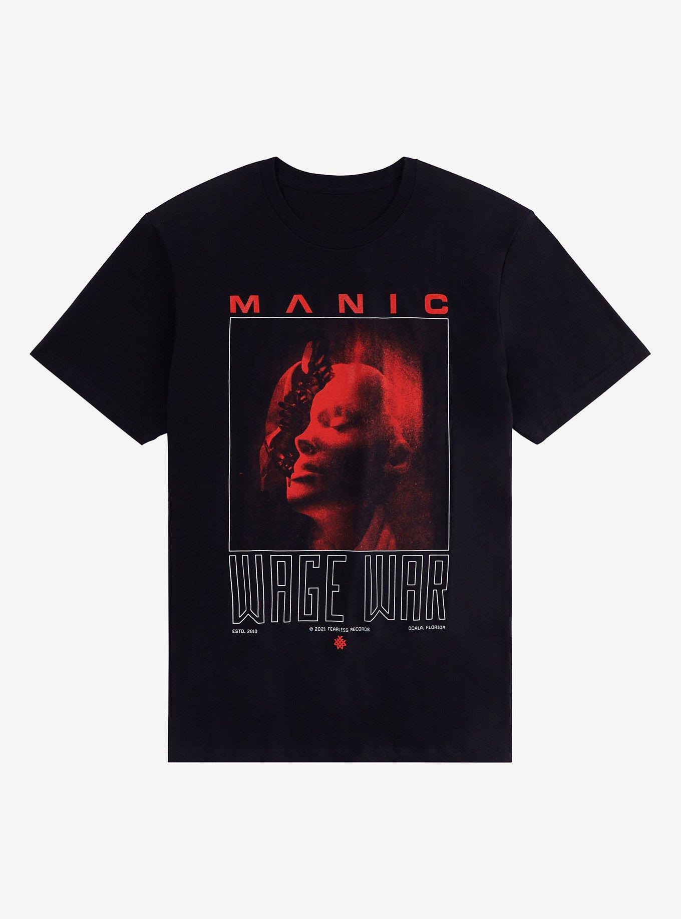 Wage War Manic Album Cover T-Shirt, BLACK, hi-res