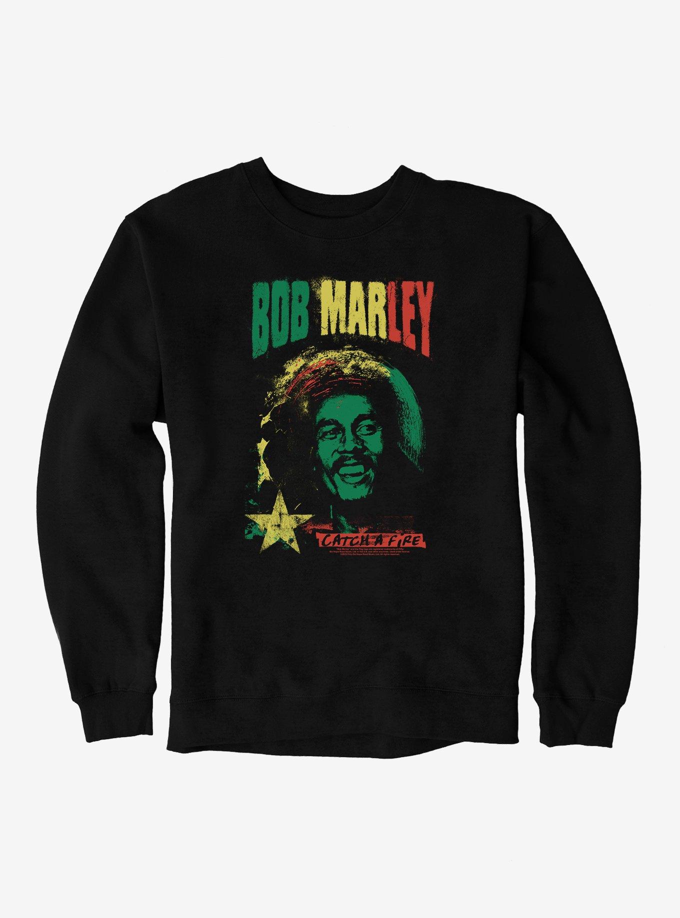 Bob Marley Catch A Fire Sweatshirt, BLACK, hi-res