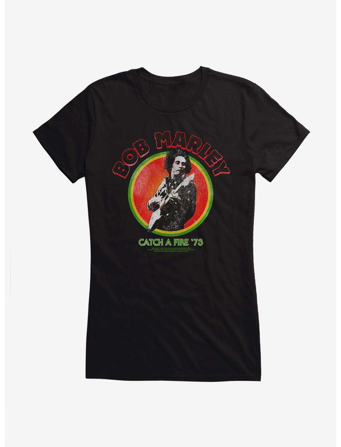 Bob Marley Catch A Fire '73 Girls T-Shirt, BLACK, hi-res