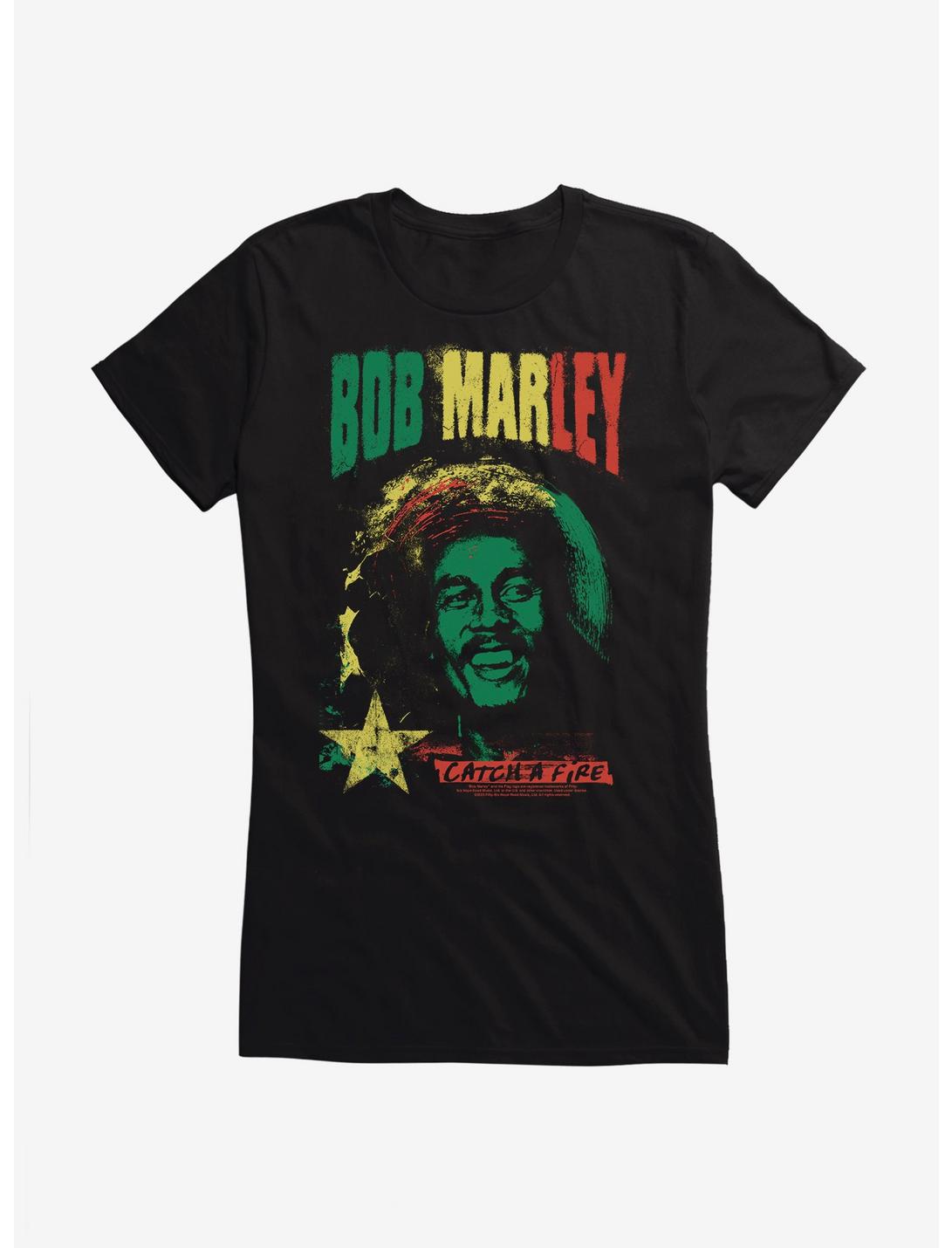 Bob Marley Catch A Fire Girls T-Shirt, BLACK, hi-res