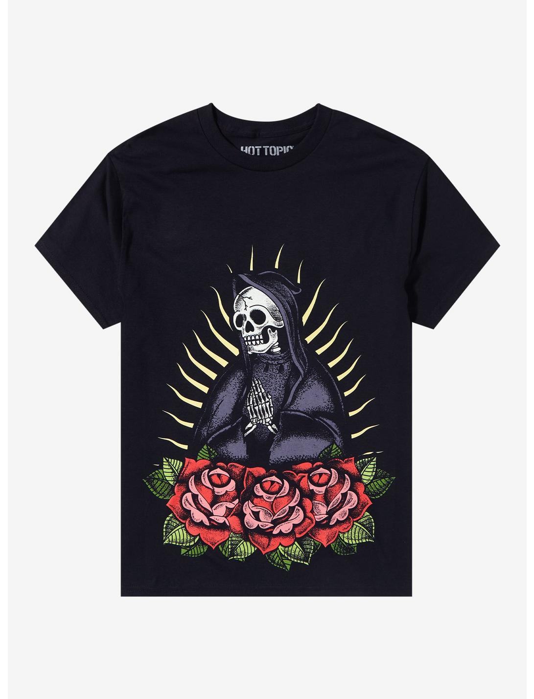 Skeleton Reaper Prayer T-Shirt, BLACK, hi-res