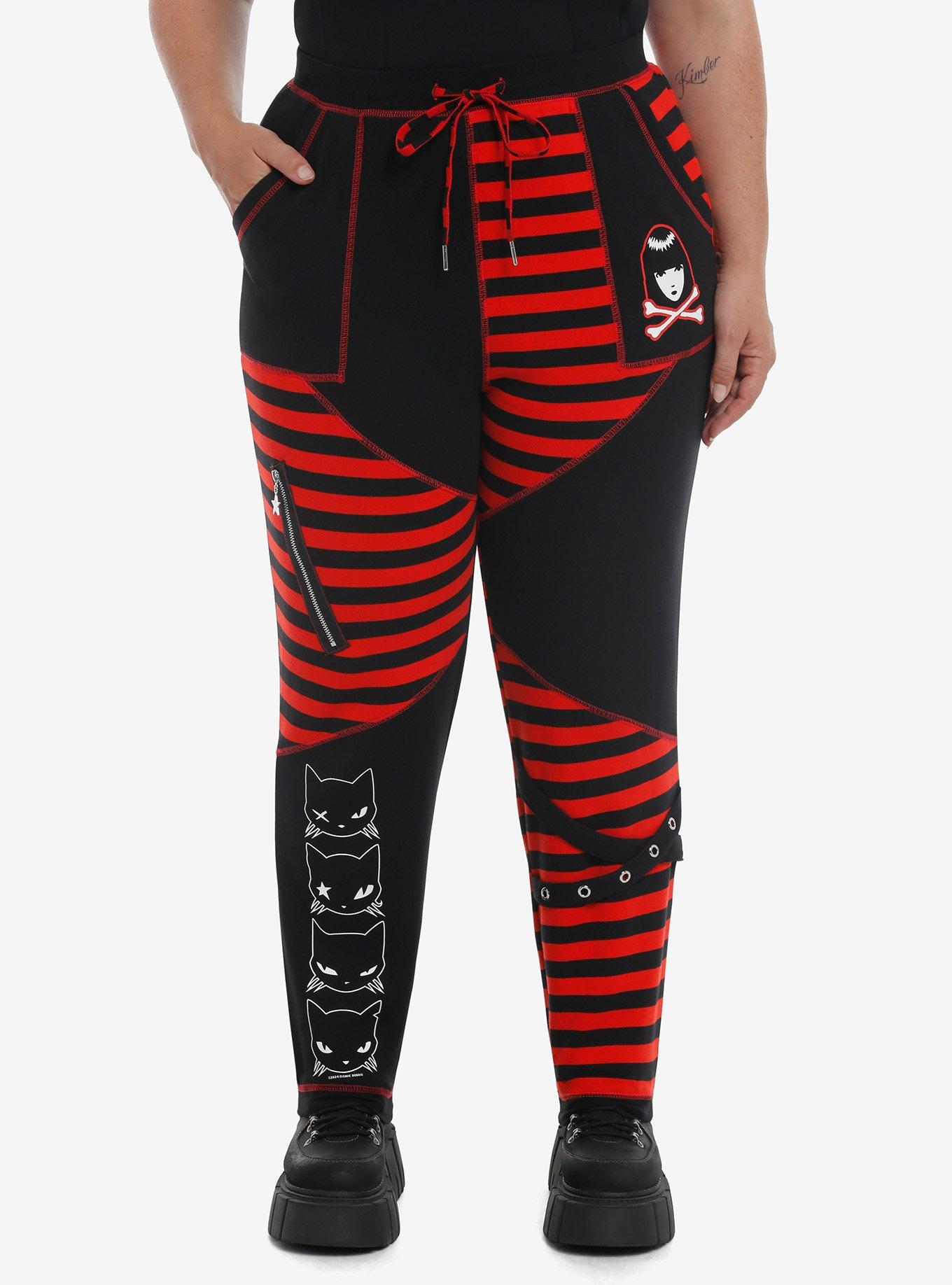 Emily The Strange Stripe Girls Jogger Sweatpants Plus Size, MULTI, hi-res
