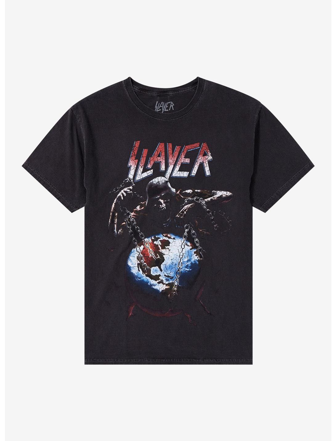 Slayer Chained World Dyed T-Shirt, CHARCOAL, hi-res