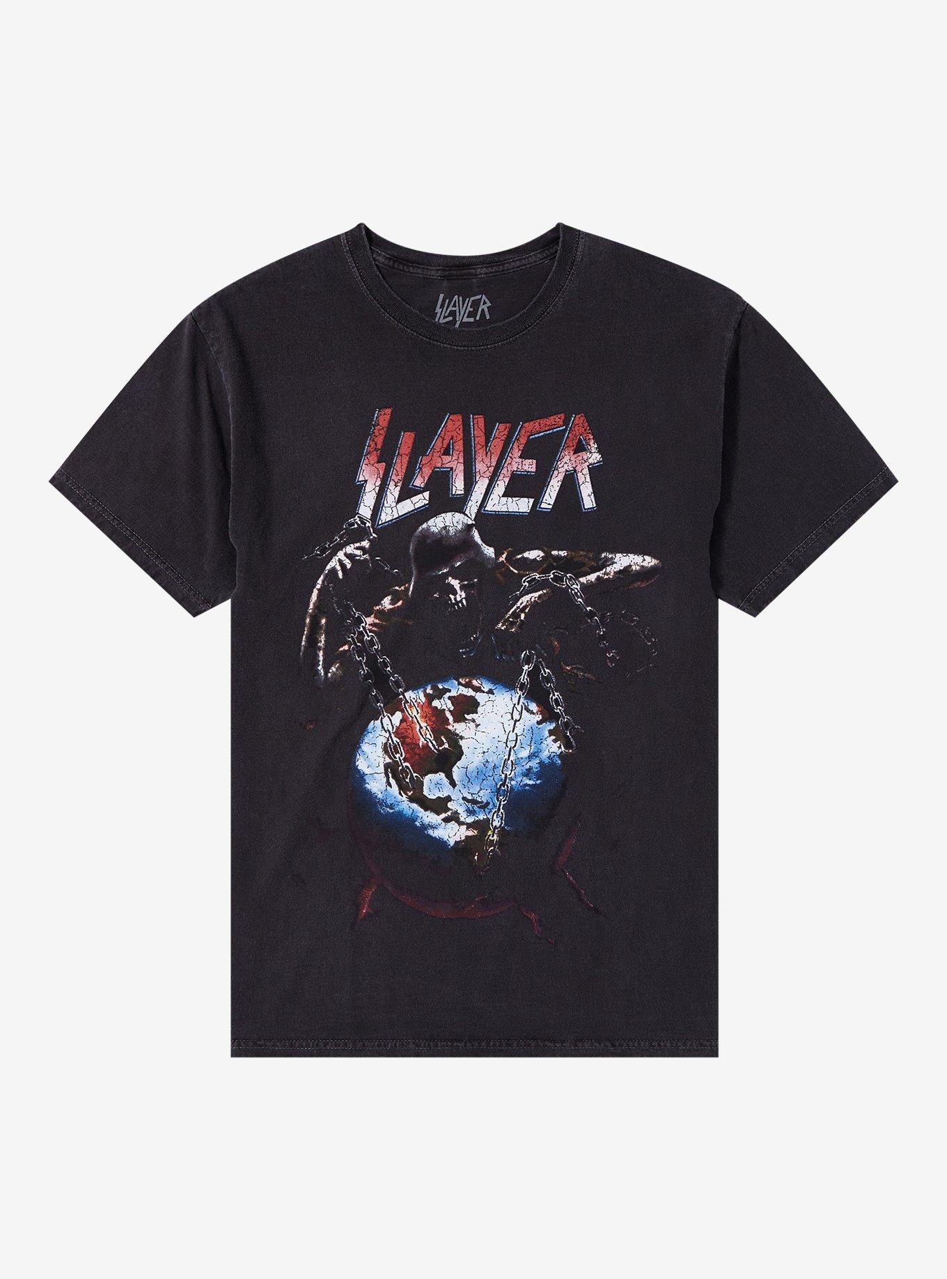 Slayer Chained World Dyed T-Shirt, CHARCOAL, hi-res