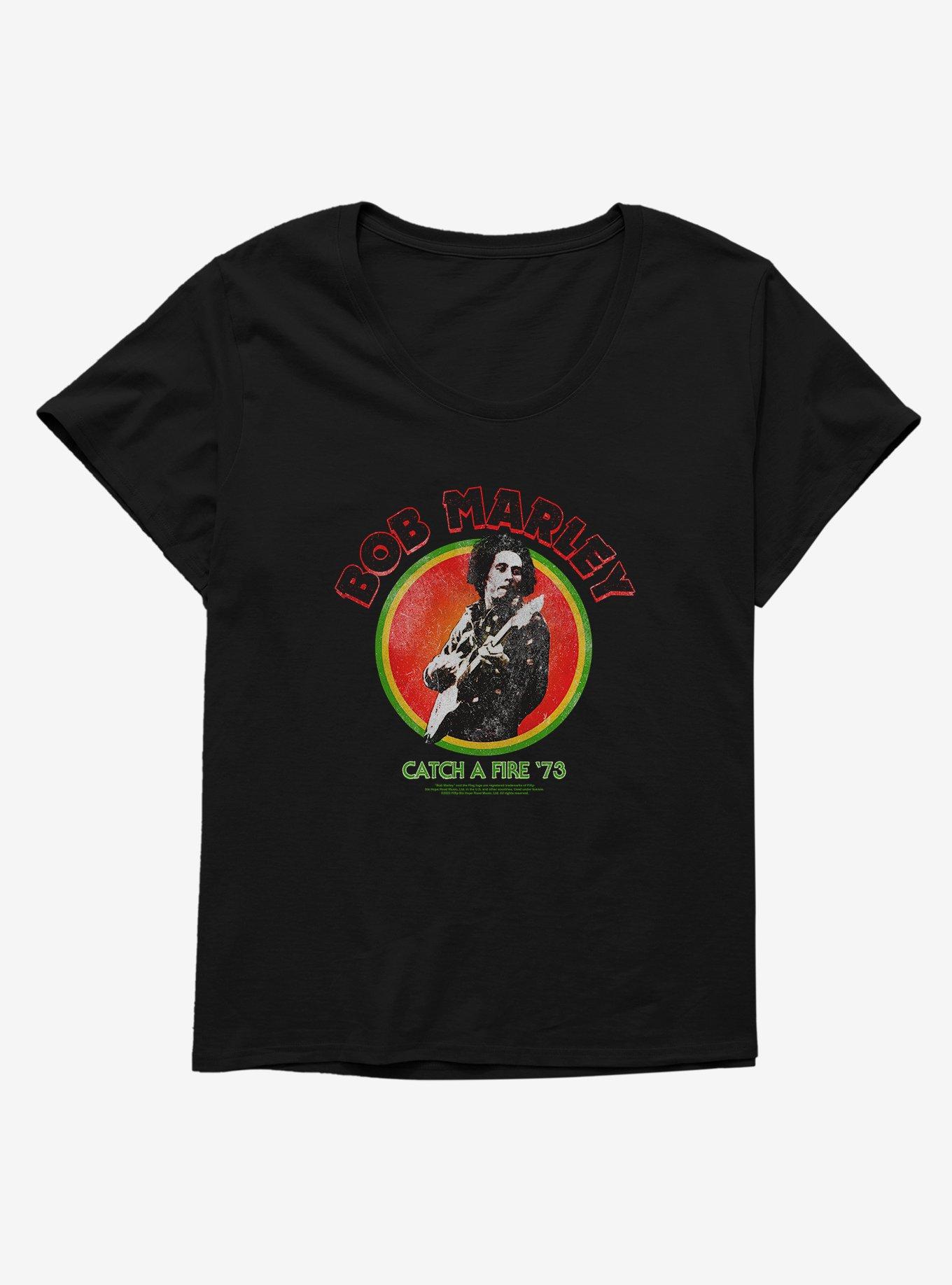 Bob Marley Catch A Fire '73 Girls T-Shirt Plus Size, BLACK, hi-res