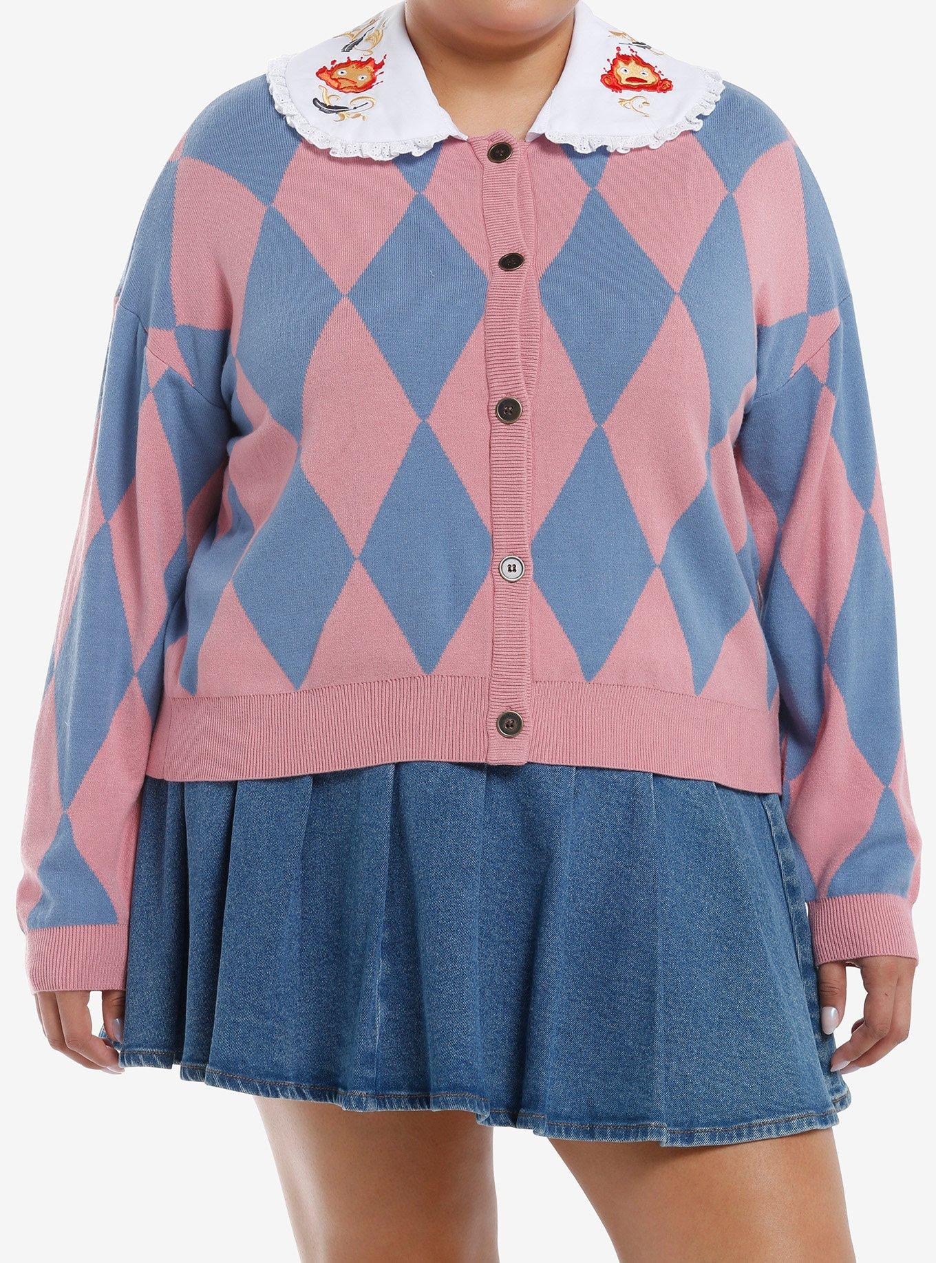 Her Universe Studio Ghibli® Howl's Moving Castle Ruffle Collar Argyle Oversized Cardigan Plus Size 