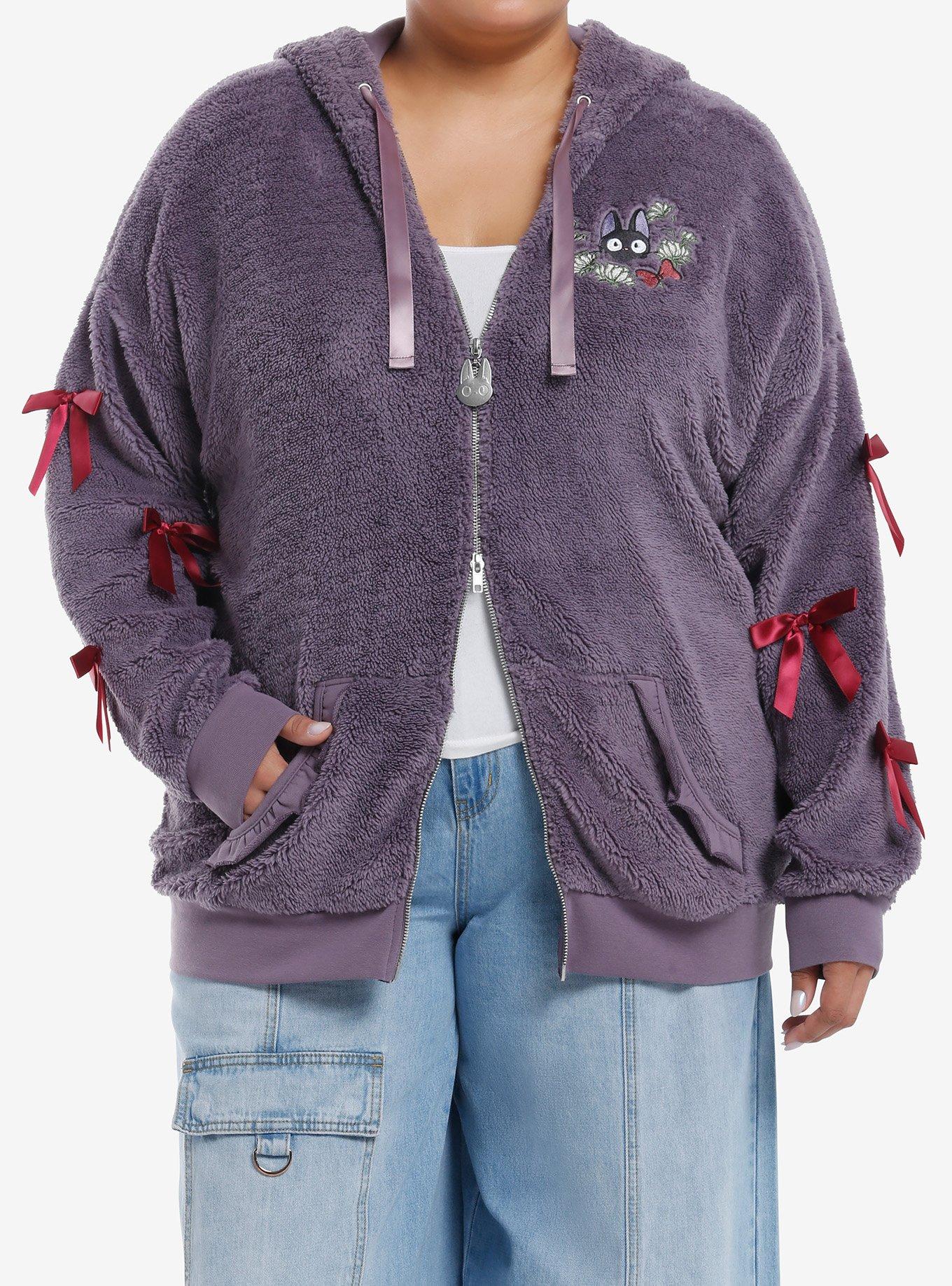 Her Universe Studio Ghibli® Kiki's Delivery Service Jiji Bow Oversized Sherpa Hoodie Plus Size 