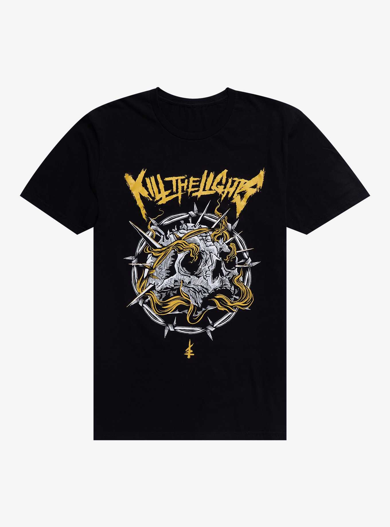 Kill The Lights Barbed Wire Skull T-Shirt, , hi-res