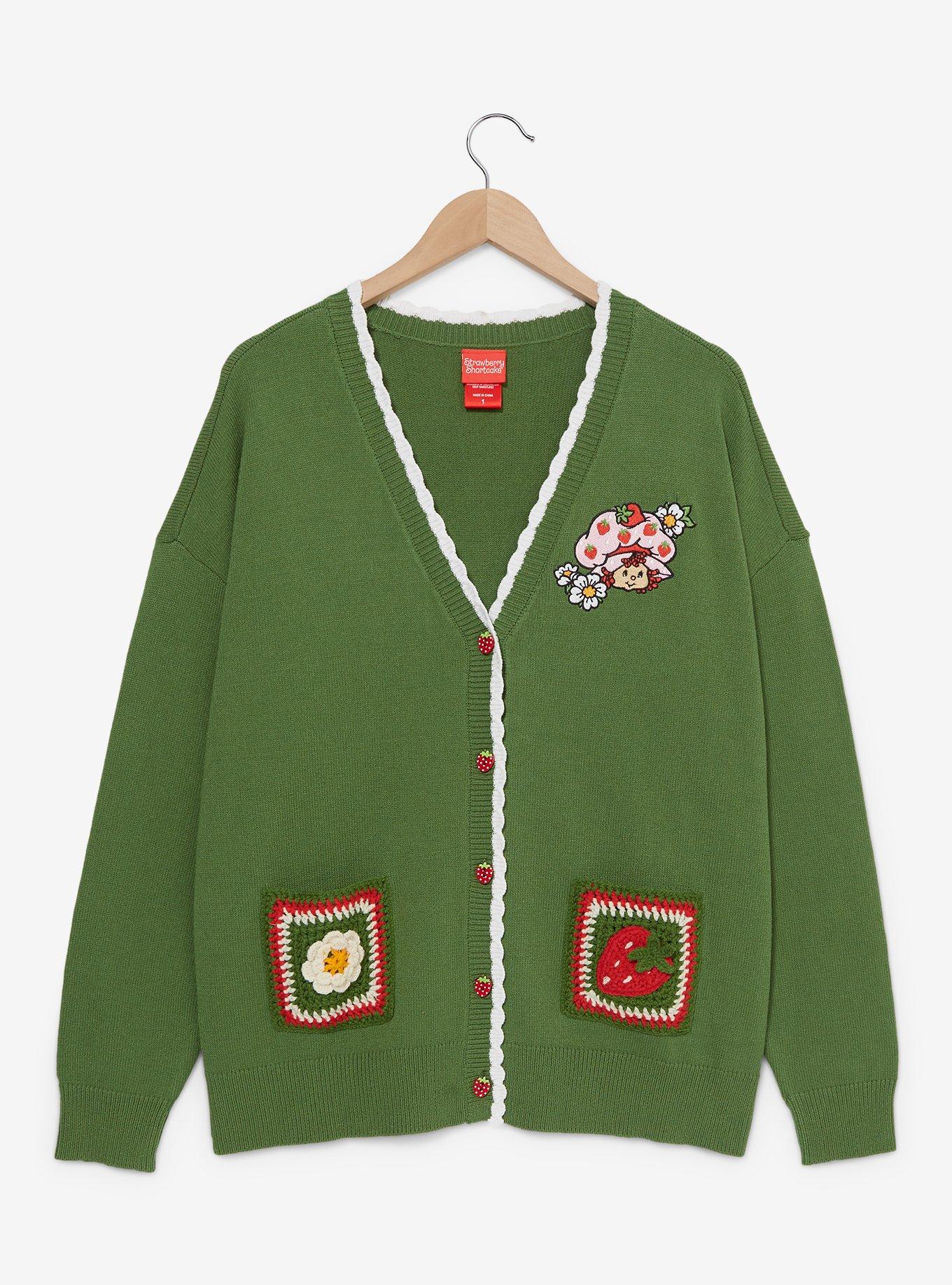 Strawberry Shortcake Icons Women's Plus Size Cardigan - BoxLunch Exclusive, GRASS GREEN, hi-res