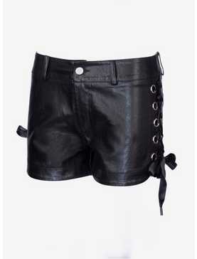 Faux Leather Lace Up Shorts, , hi-res