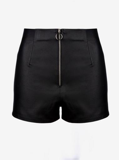High Waisted Faux Leather Shorts with Zipper | Hot Topic