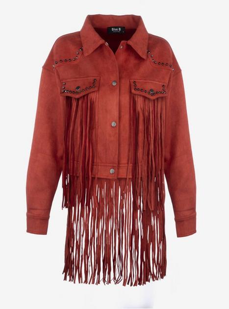 Festival Ready Red Fringe Jacket with Studs | Hot Topic