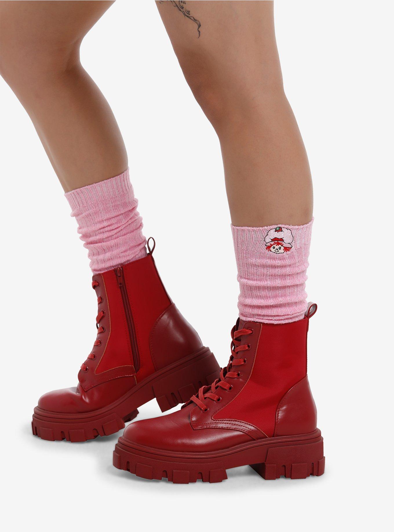 Strawberry Shortcake Pink Slouchy Socks, , hi-res