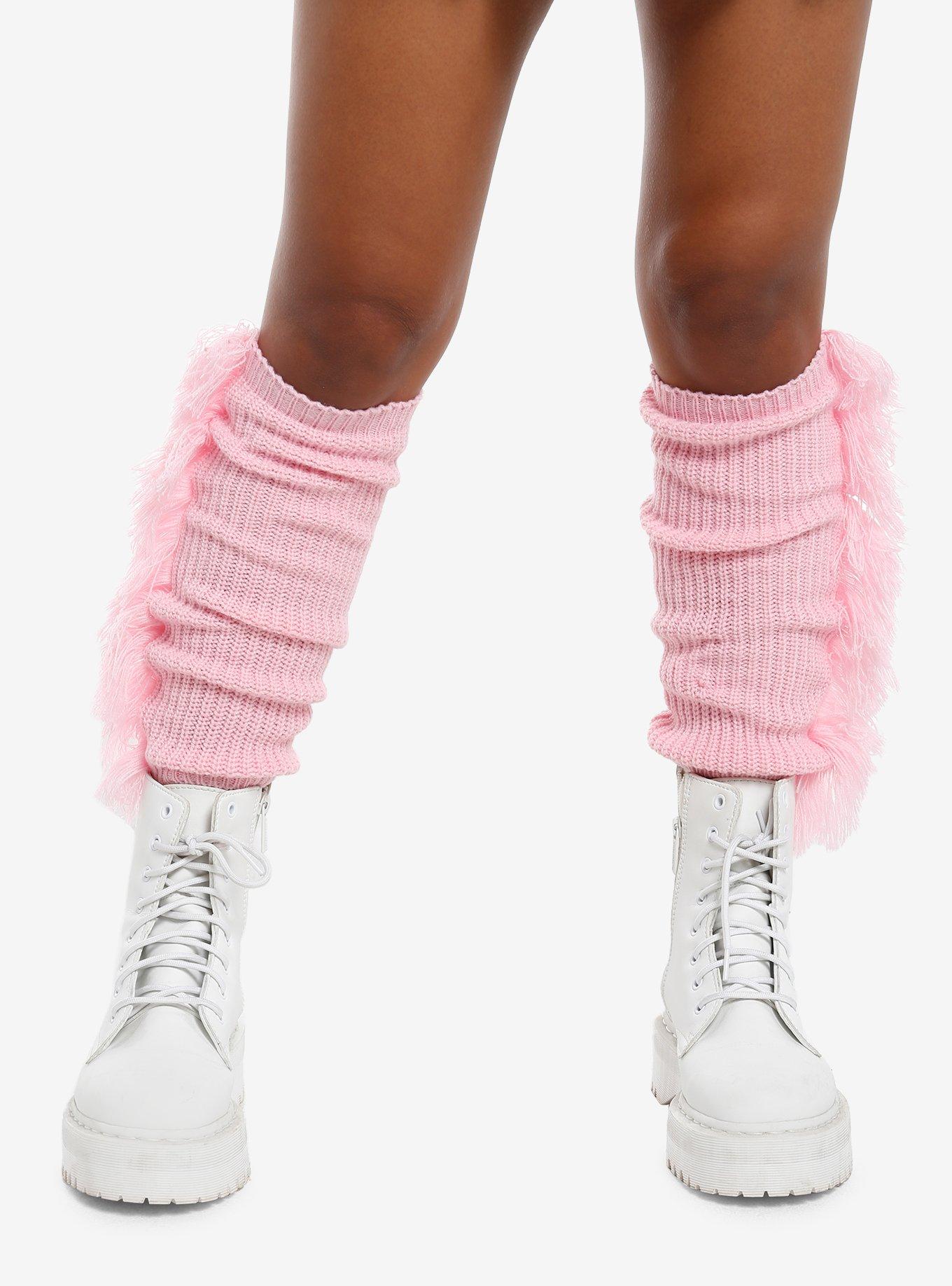 Pink Side Fringe Leg Warmers