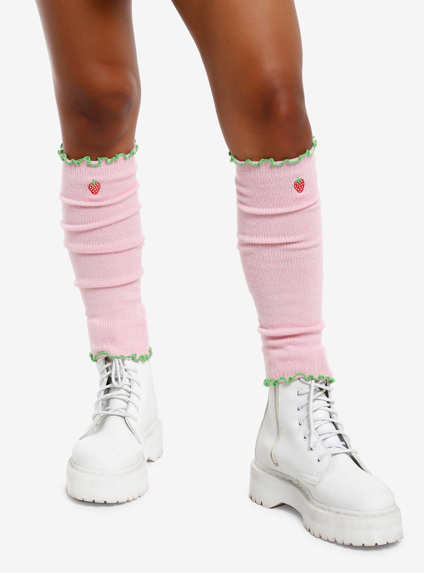 Strawberry Contrast Lettuce Trim Leg Warmers