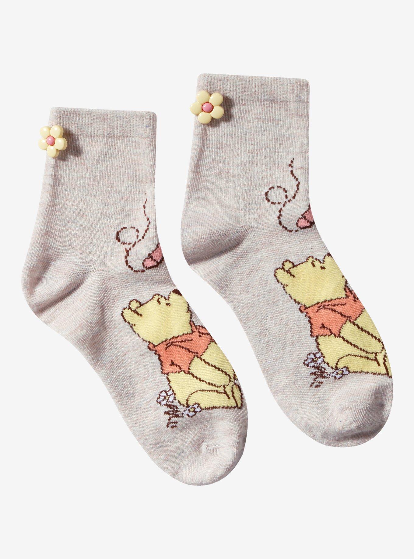 Disney Winnie The Pooh Flower Button Ankle Socks, , hi-res