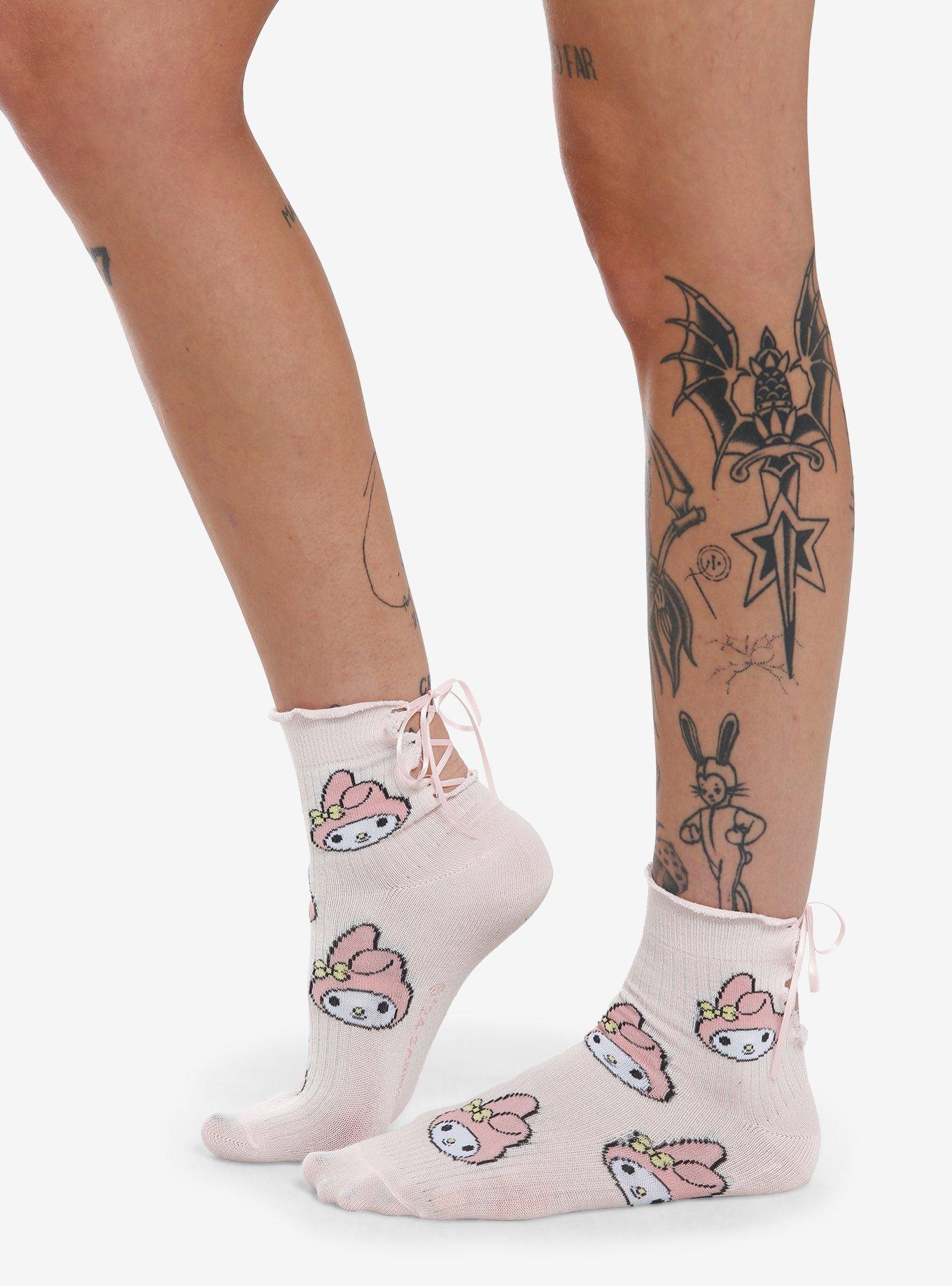 My Melody Lace-Up Ankle Socks, , hi-res