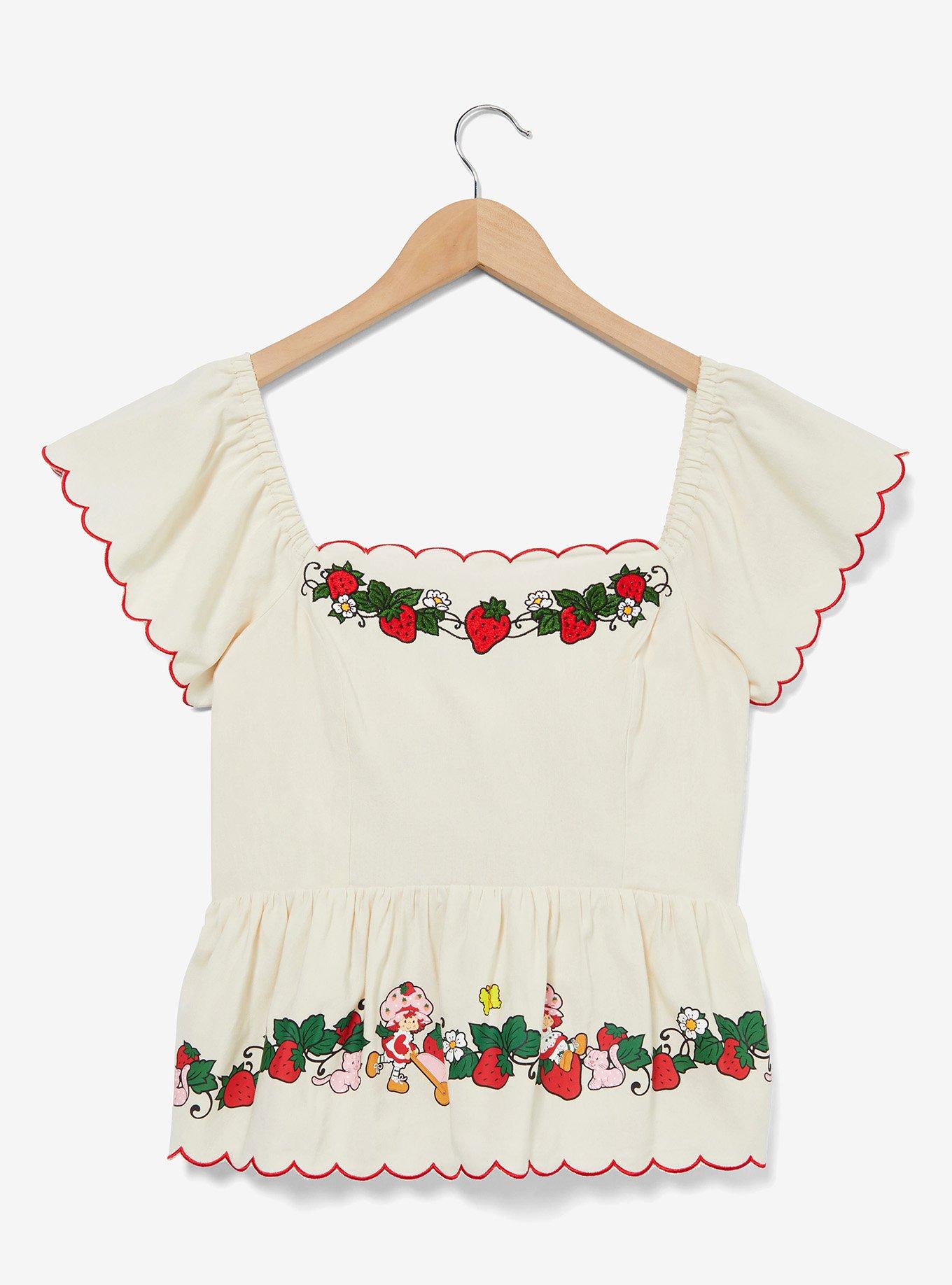 Strawberry Shortcake Ruffled Tie-Back Women's Blouse - BoxLunch Exclusive, , hi-res