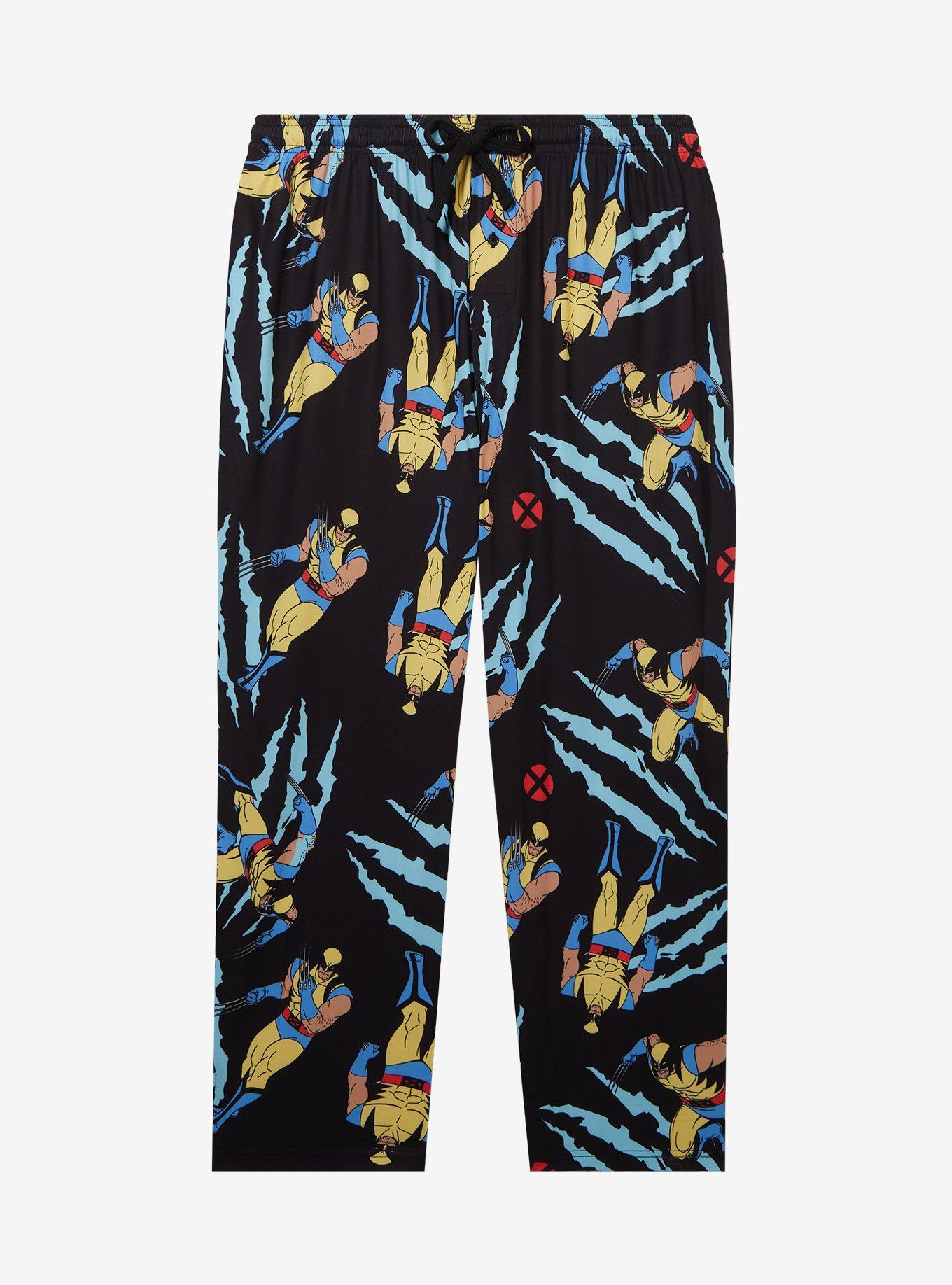 Marvel X-Men Wolverine Allover Print Women's Plus Size Sleep Pants — BoxLunch Exclusive, BLACK, hi-res