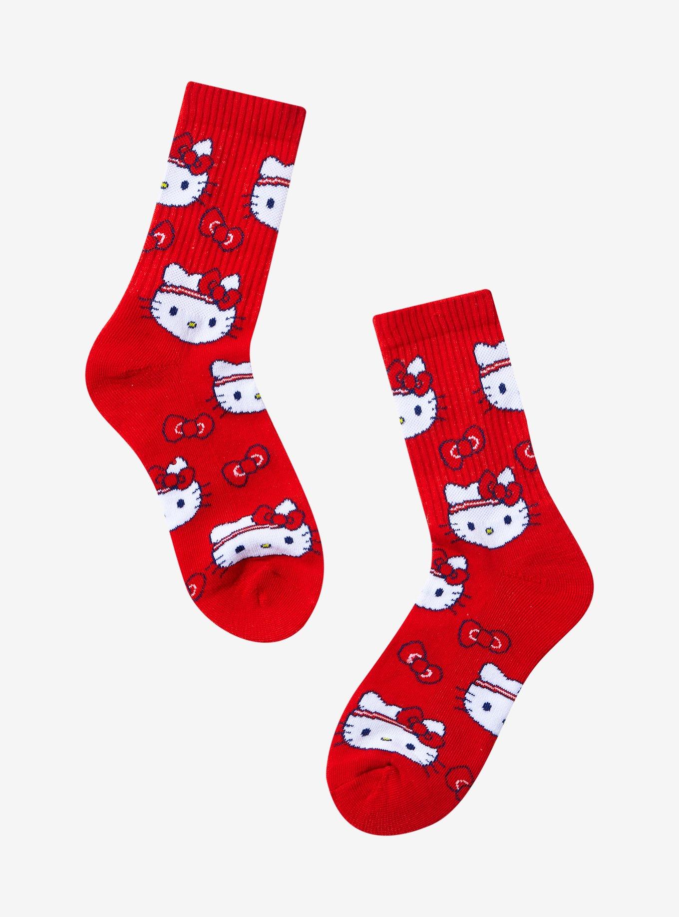 Sanrio Hello Kitty Sporty Allover Print Crew Socks — BoxLunch Exclusive, , hi-res