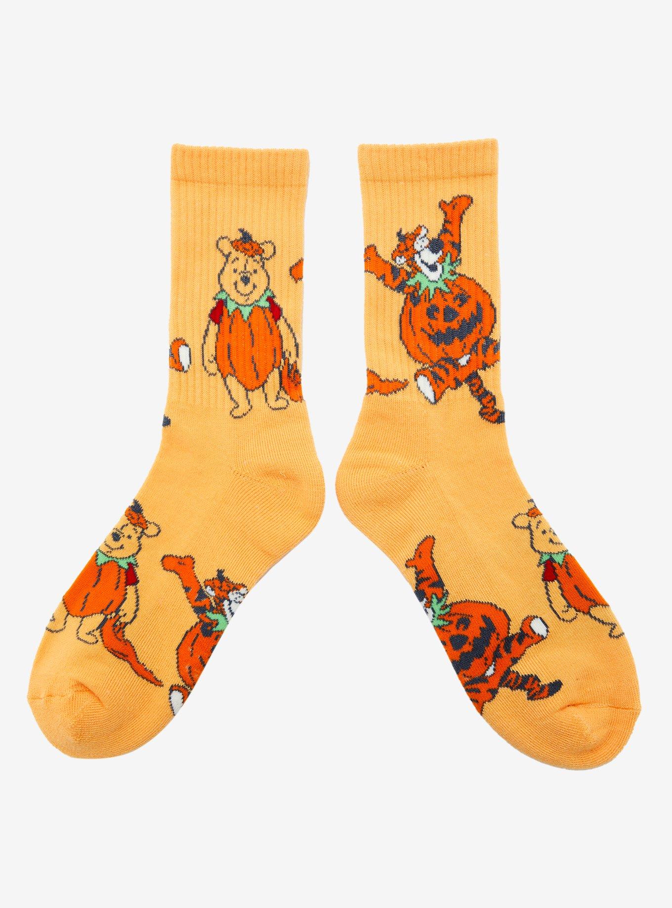 Disney Winnie the Pooh Tigger and Pooh Bear Pumpkin Crew Socks — BoxLunch Exclusive, , hi-res