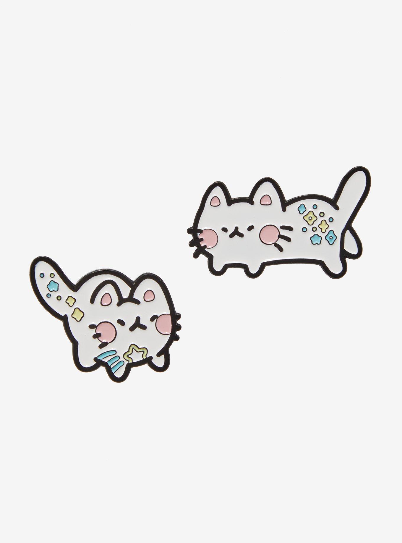 Pastel Decal Cat Enamel Pin Set By Miaocherii, , hi-res