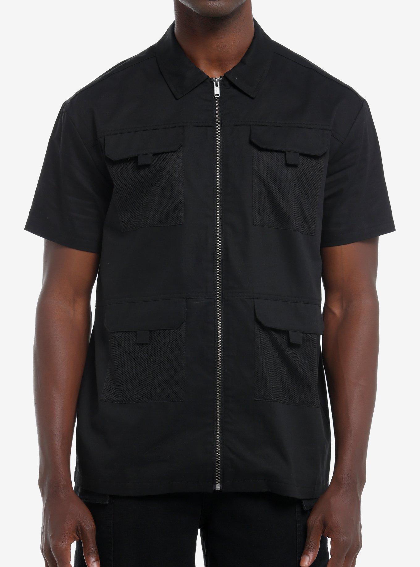 Cosmic Aura Zipper Utility Pocket Woven Button-Up, , hi-res