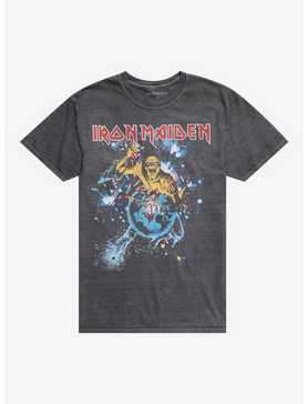 Iron Maiden World Piece Faux Faded Girls T-Shirt, , hi-res