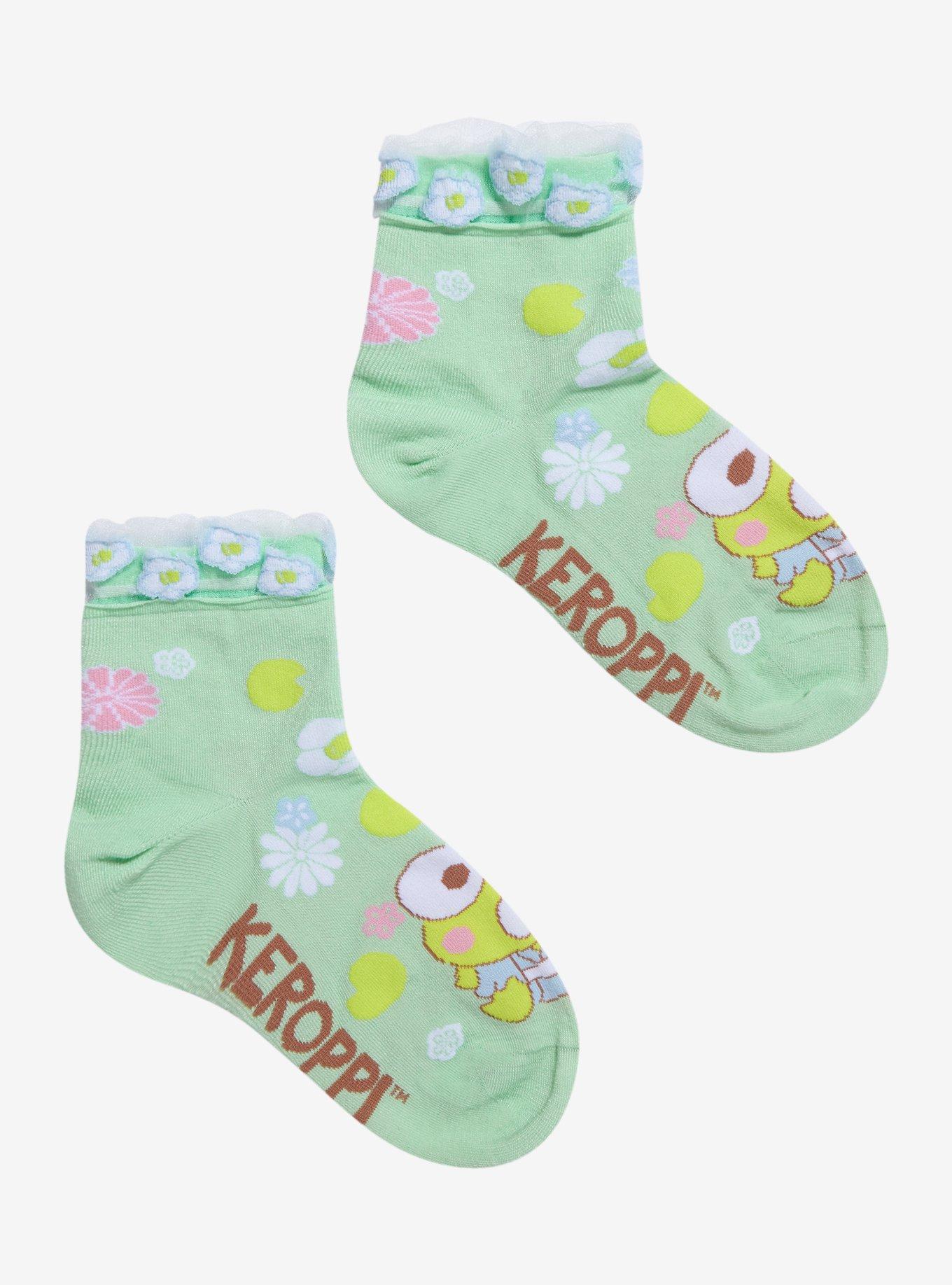 Keroppi Floral Jelly Mesh Ankle Socks, , hi-res