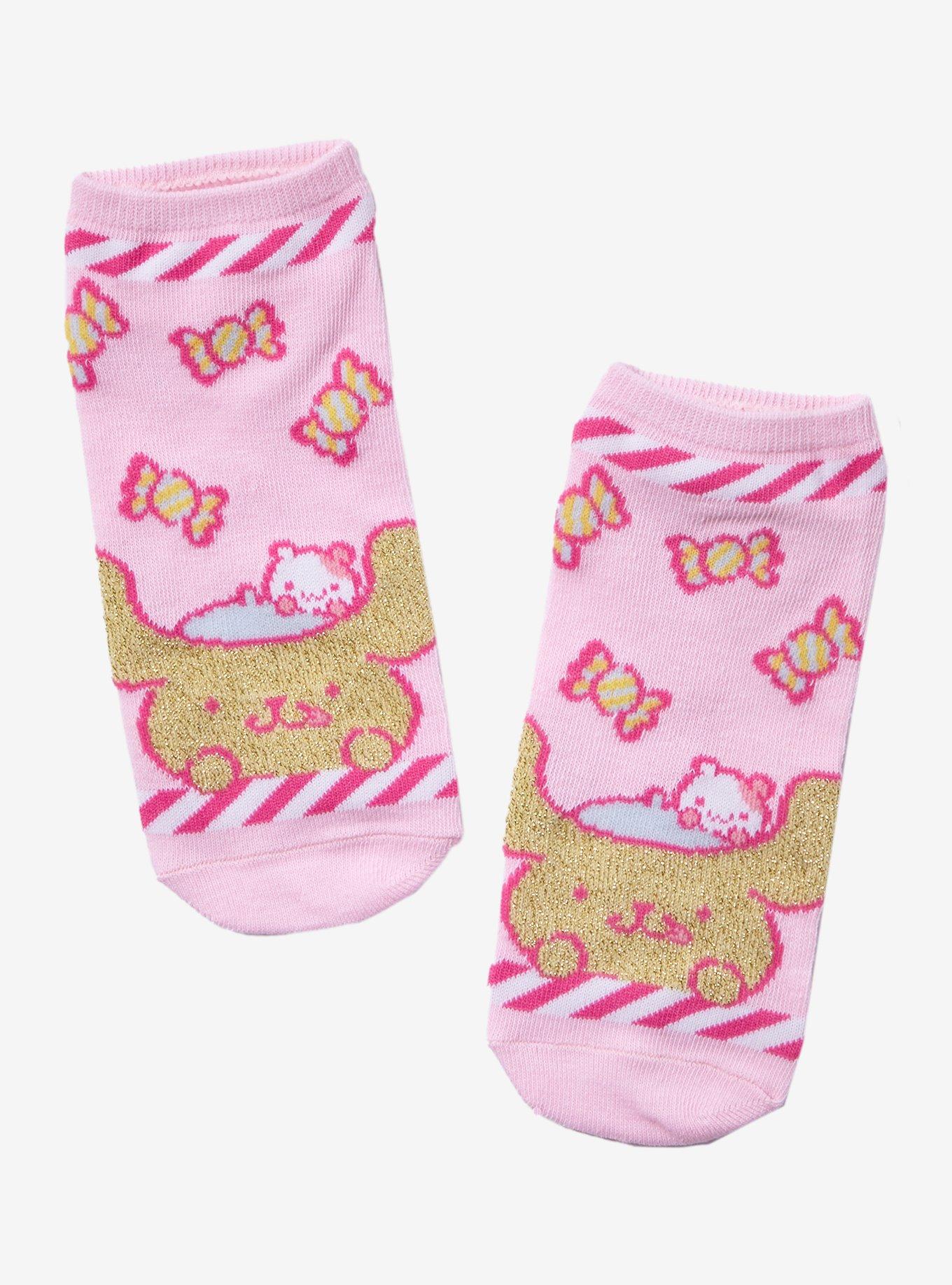 Pompompurin Candy Glitter No-Show Socks, , hi-res