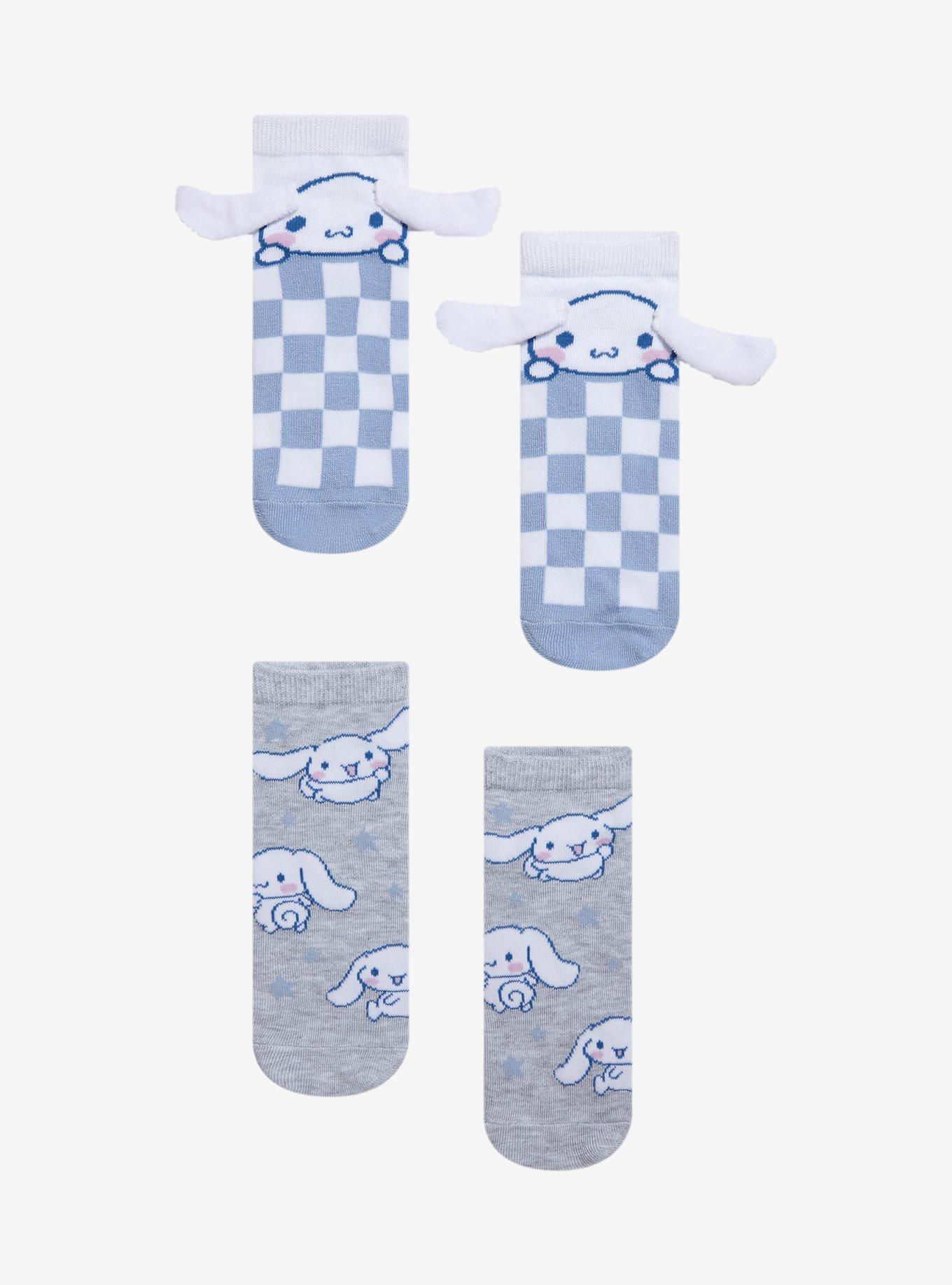 Cinnamoroll 3D Ears Gingham No-Show Socks 2 Pair, , hi-res