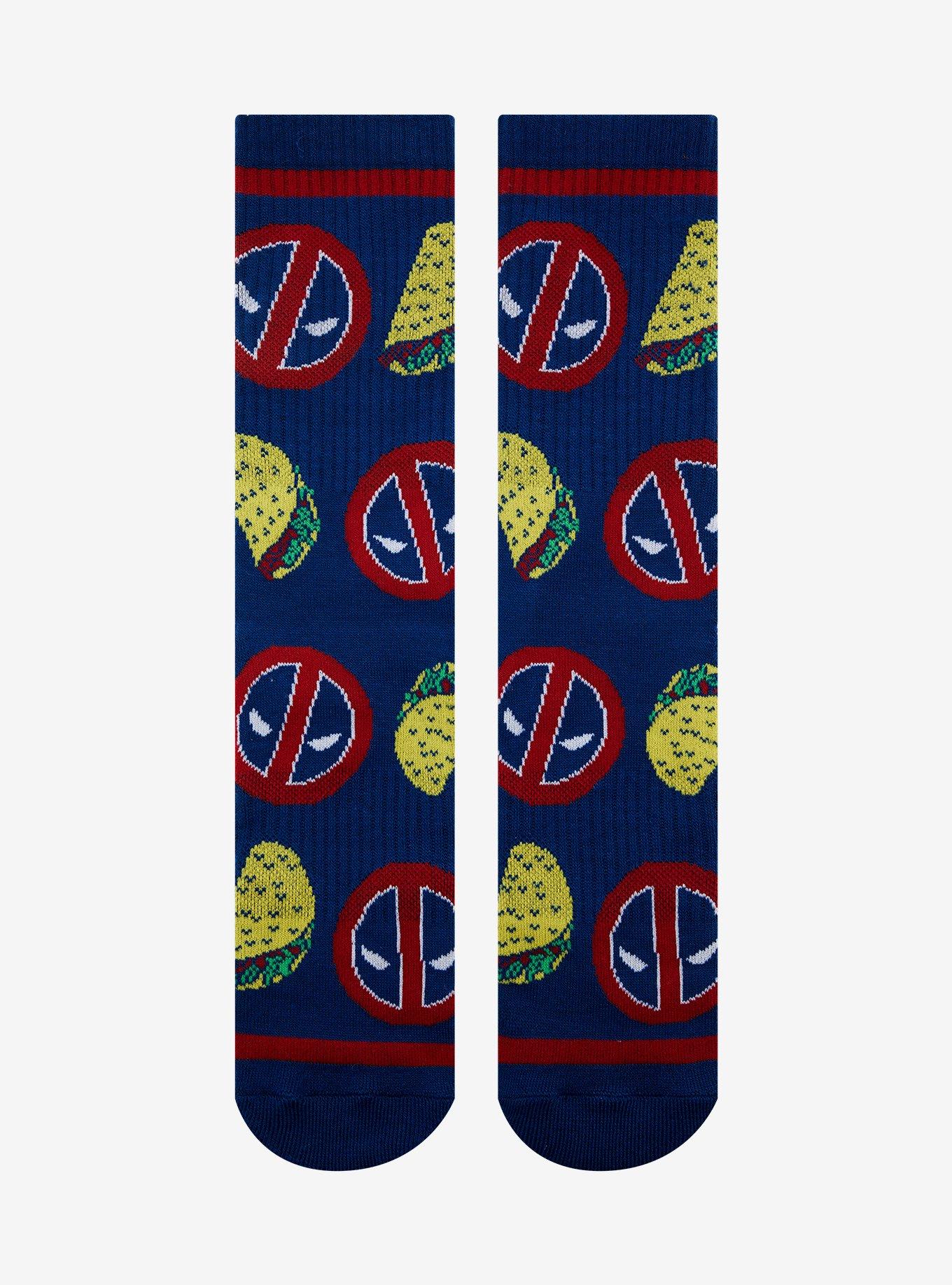 Marvel Deadpool Allover Print Crew Socks — BoxLunch Exclusive, , hi-res