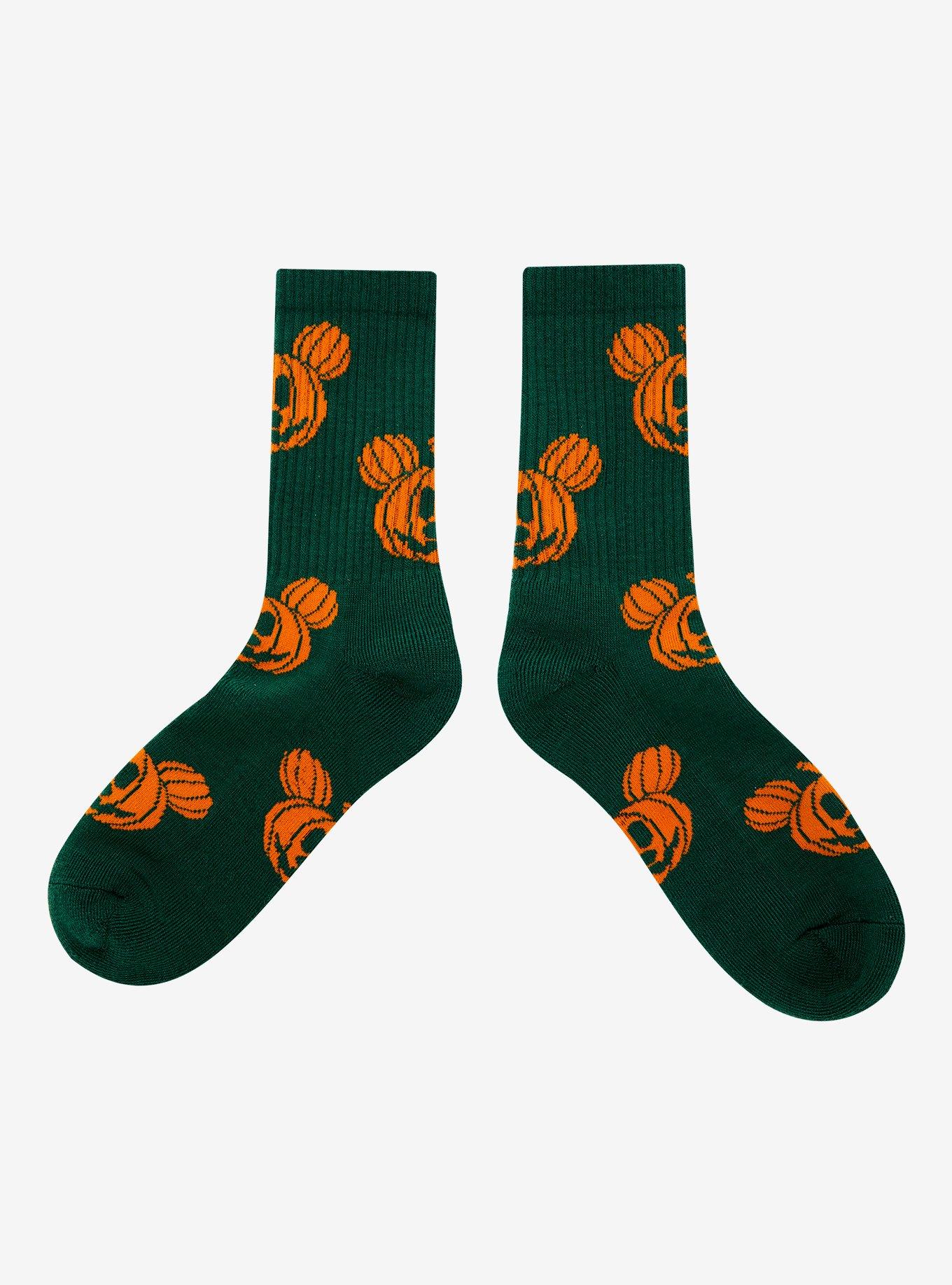 Disney Mickey Mouse Pumpkin Allover Print Crew Socks — BoxLunch Exclusive, , hi-res