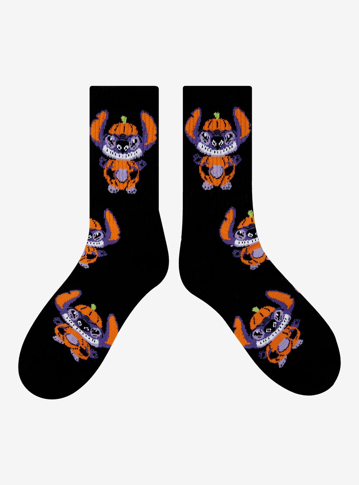 Disney Lilo & Stitch Pumpkin Stitch Allover Print Crew Socks - BoxLunch Exclusive, , hi-res