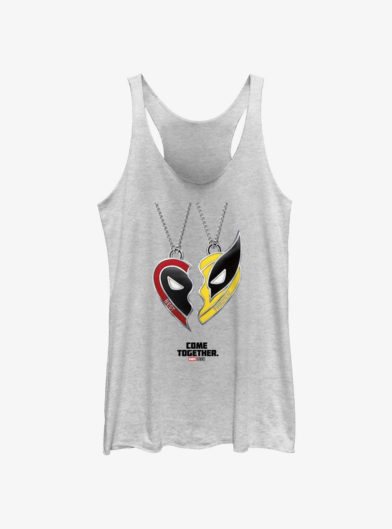 Marvel Deadpool & Wolverine Heart Friendship Necklace Womens Tank Top