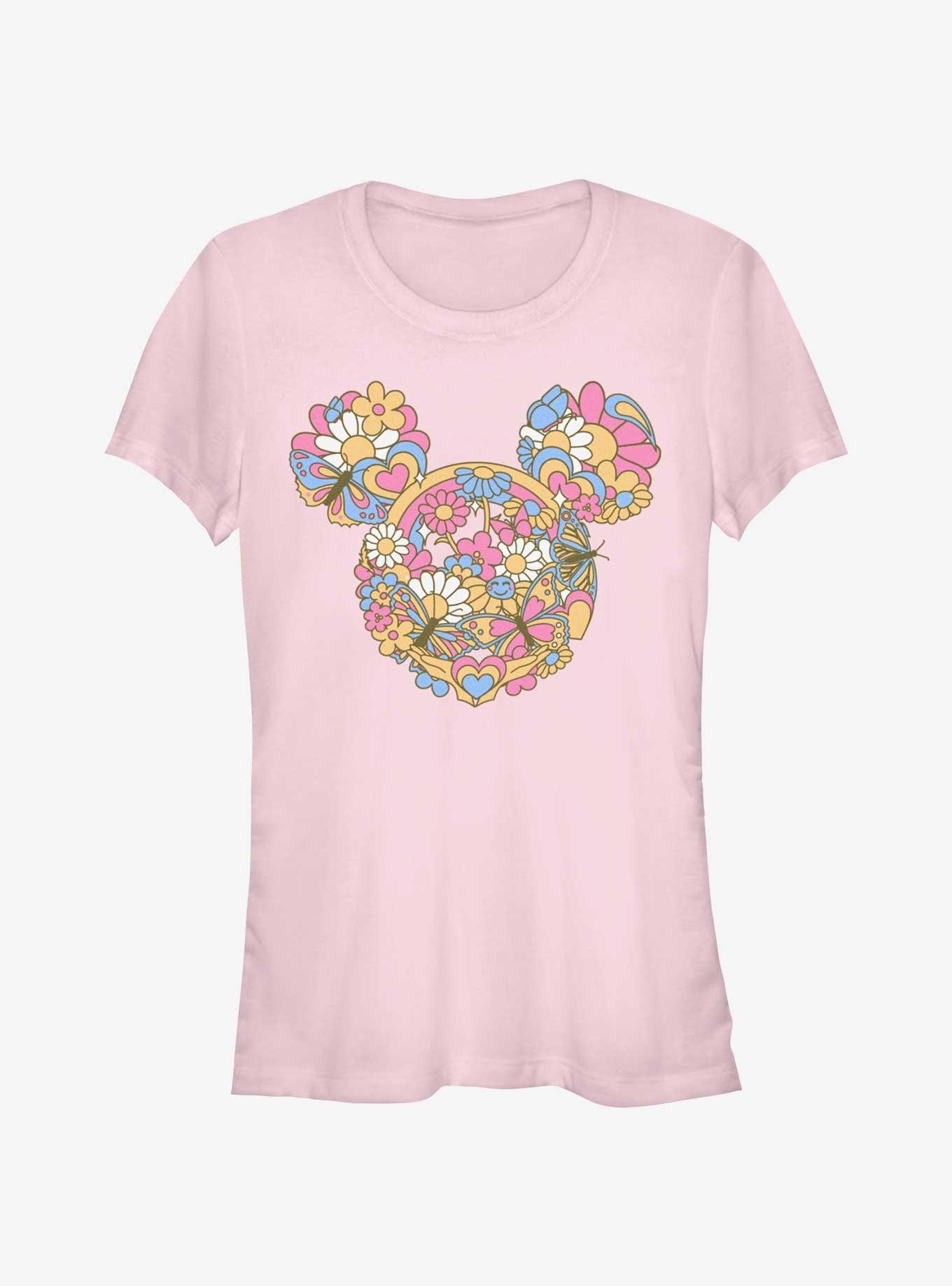 Disney Mickey Mouse Floral Head Girls T-Shirt, LIGHT PINK, hi-res