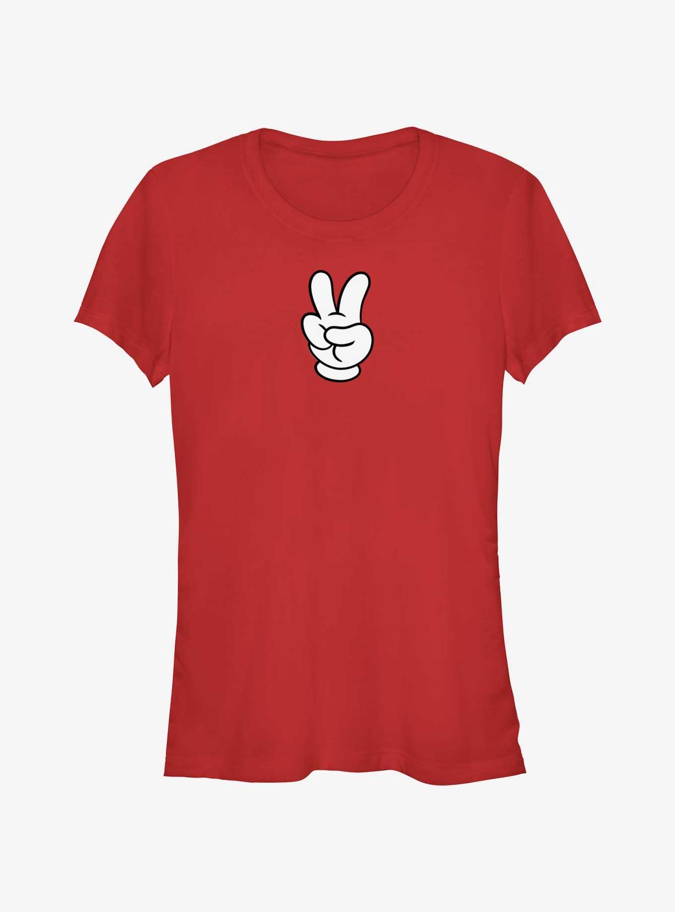 Disney Mickey Mouse Peace Hand Girls T-Shirt, RED, hi-res