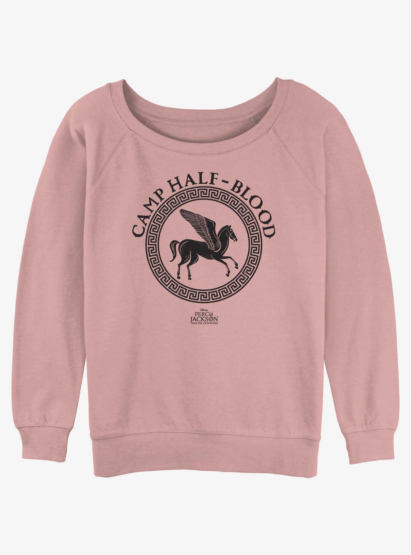 Disney Percy Jackson And The Olympians Camp Half Blood Logo Girls Slouchy Sweatshirt, DESERTPNK, hi-res