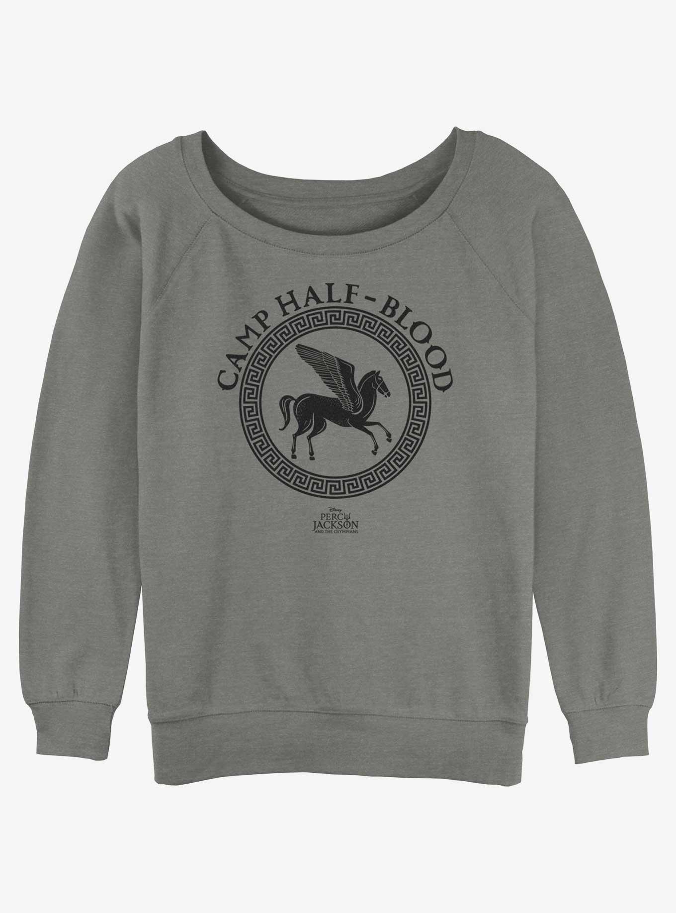 Disney Percy Jackson And The Olympians Camp Half Blood Logo Girls Slouchy Sweatshirt, GRAY HTR, hi-res