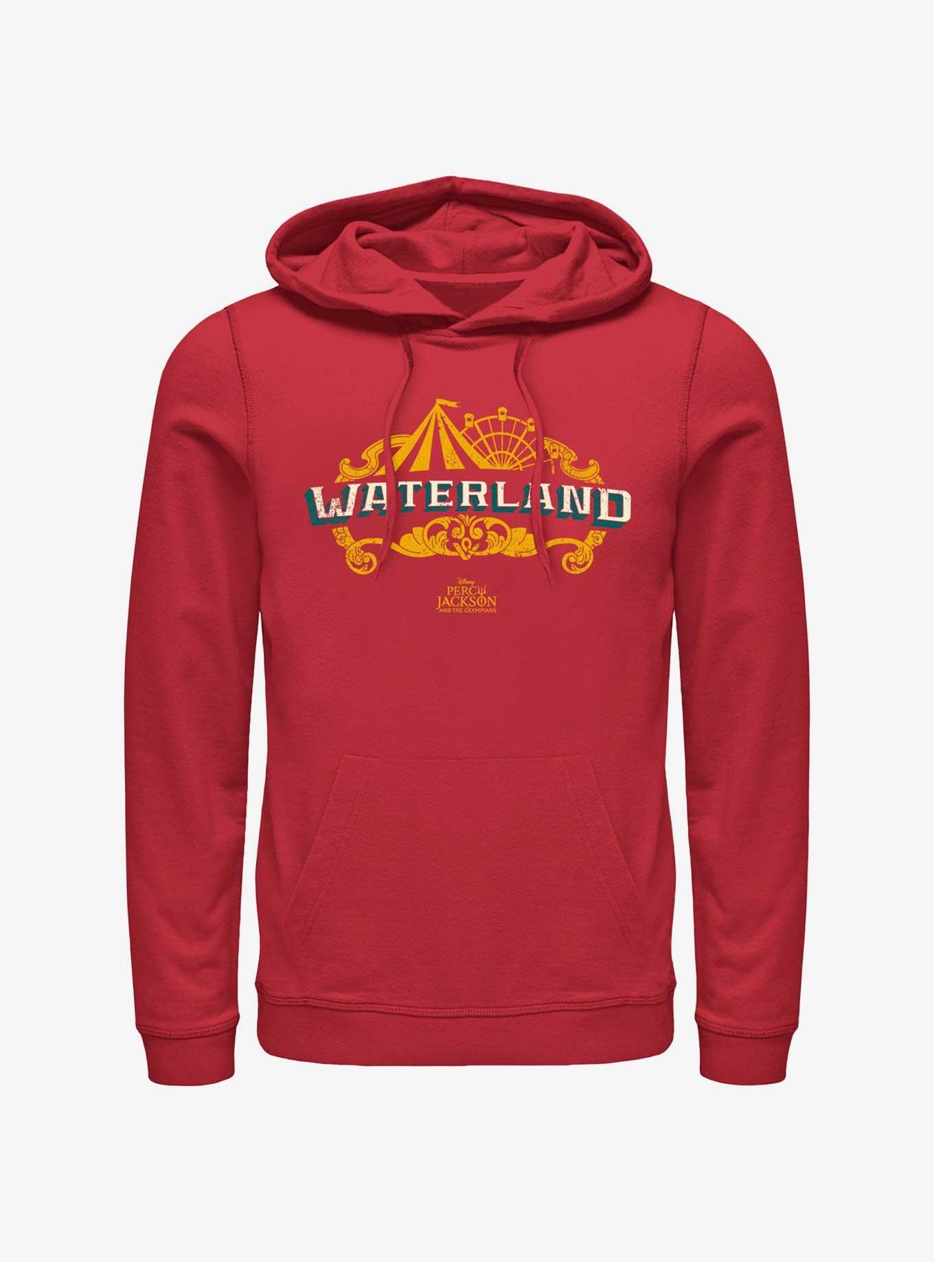 Disney Percy Jackson And The Olympians Waterland Park Logo Hoodie, RED, hi-res