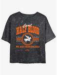 Disney Percy Jackson And The Olympians Camp Half Blood Collegiate Mineral Wash Girls Crop T-Shirt, BLACK, hi-res