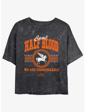 Disney Percy Jackson And The Olympians Camp Half Blood Collegiate Mineral Wash Girls Crop T-Shirt, , hi-res