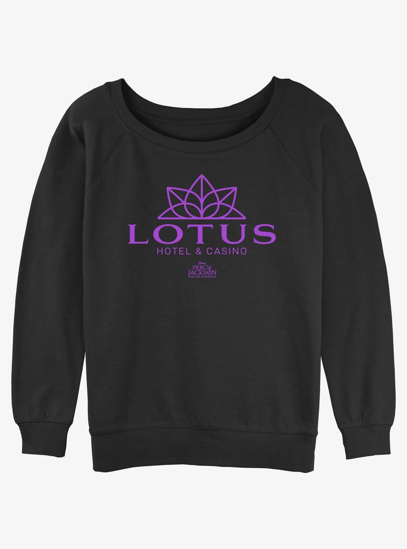 Disney Percy Jackson And The Olympians Lotus Hotel & Casino Logo Girls Slouchy Sweatshirt, BLACK, hi-res