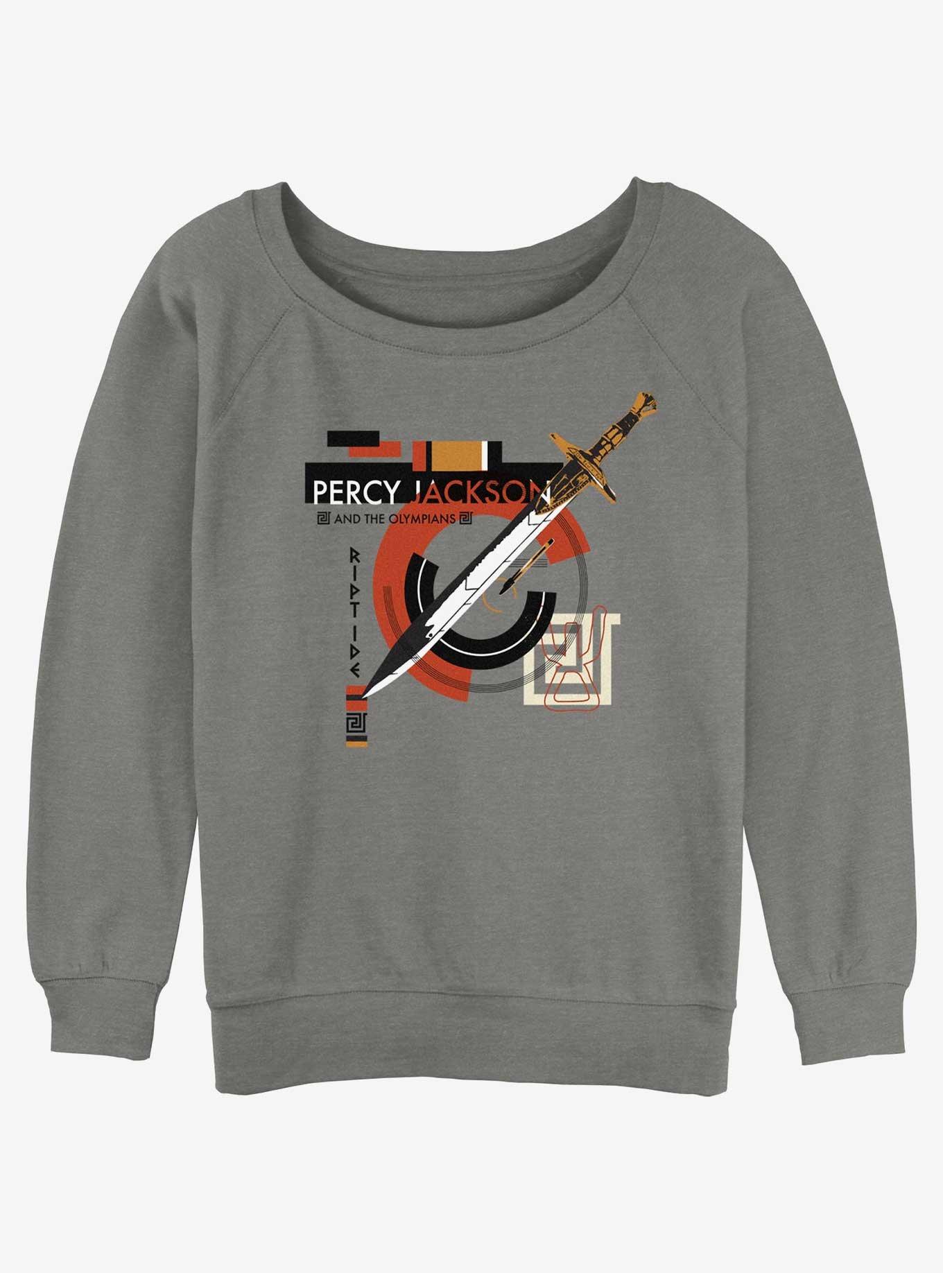 Disney Percy Jackson And The Olympians Riptide Sword Girls Slouchy Sweatshirt, GRAY HTR, hi-res