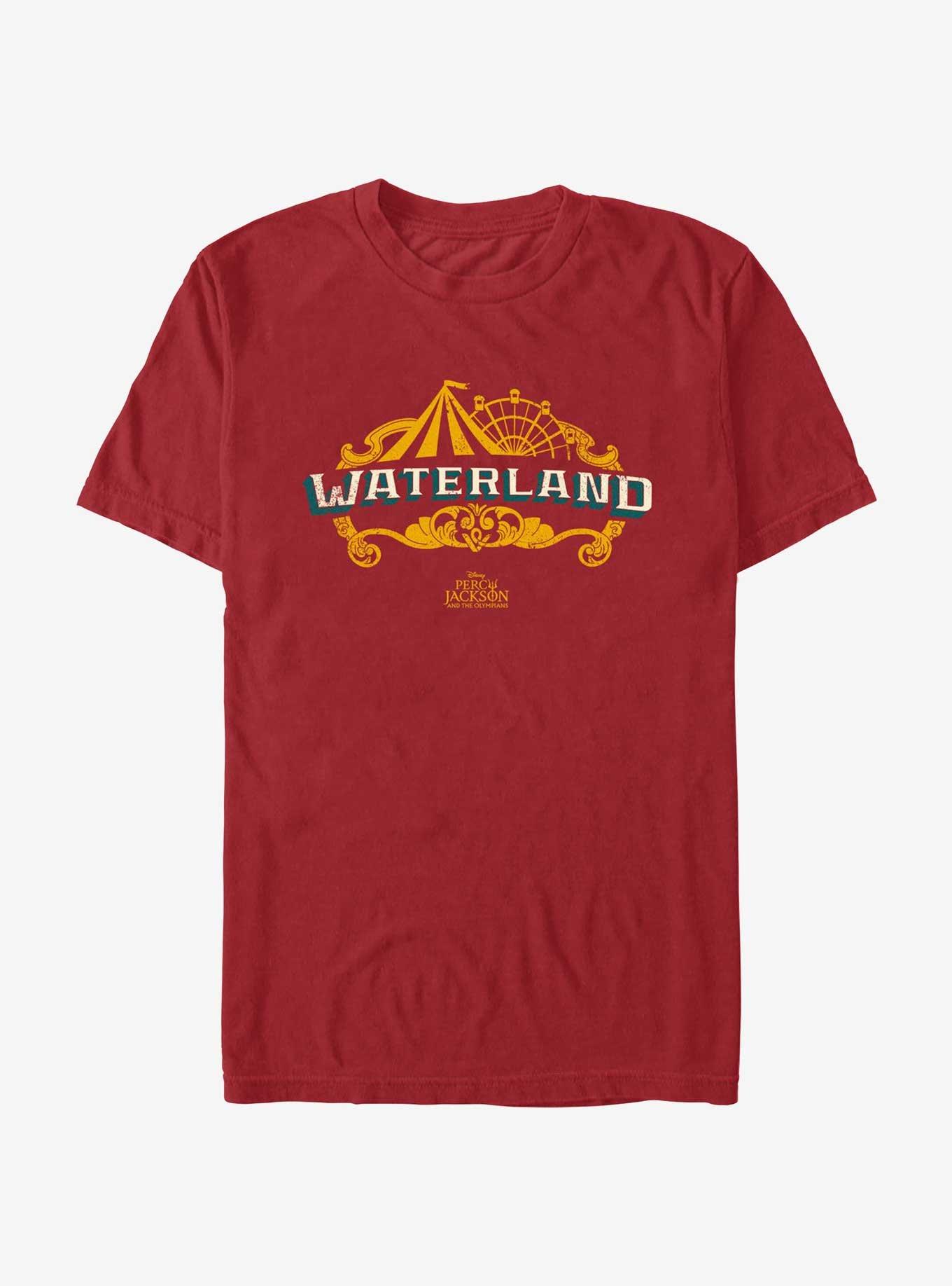Disney Percy Jackson And The Olympians Waterland Park Logo T-Shirt, CARDINAL, hi-res