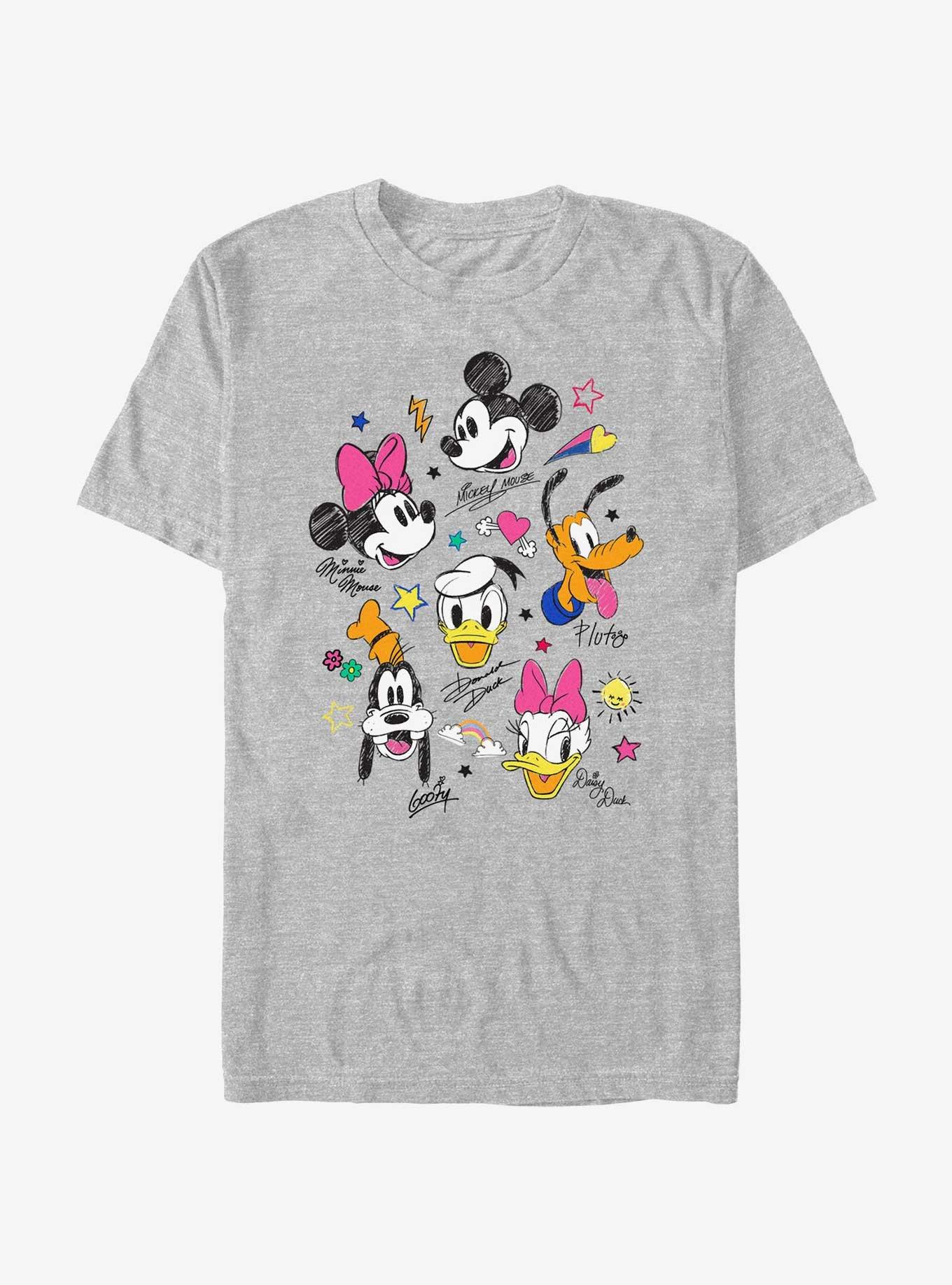 Disney Mickey Mouse Doodle Crew T-Shirt, ATH HTR, hi-res